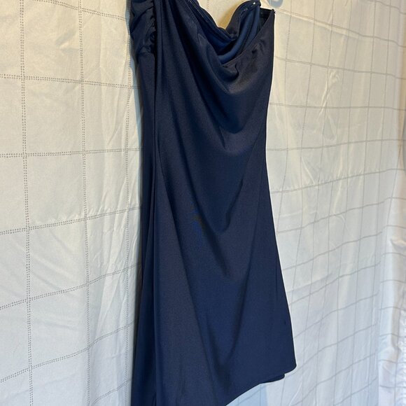 Adorable Navy Satin Strapless A-Line Mini dress -Size M- Brand New! - Picture 7 of 10